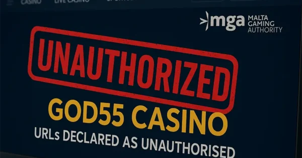 Comunicado oficial de la MGA sobre la falta de licencia del casino God55.